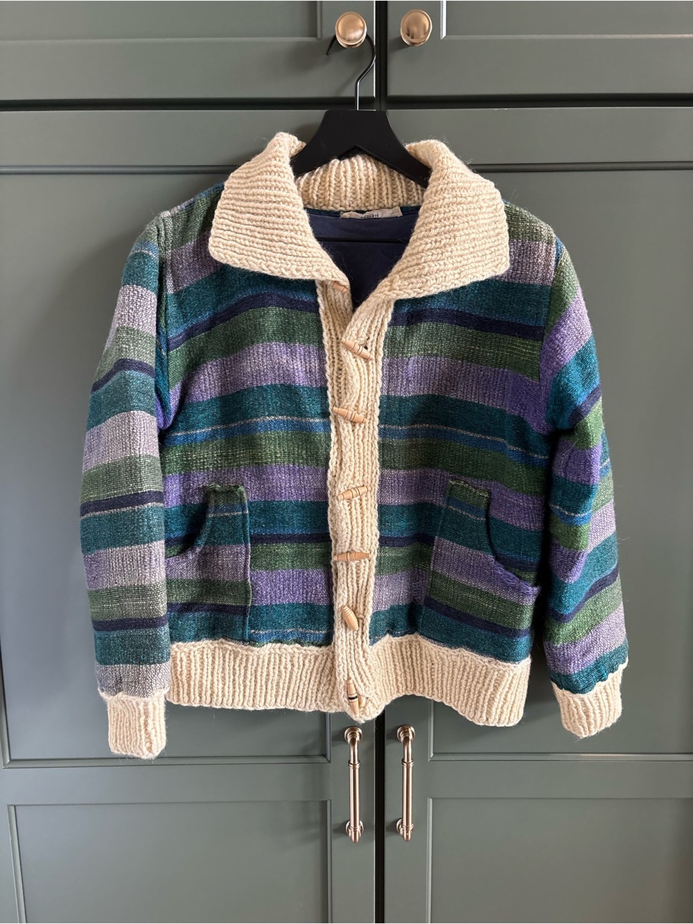 Rare Vintage 70’s Hand-Loomed Woven Textile Jacket, Greece, Chunky Crochet, S/M